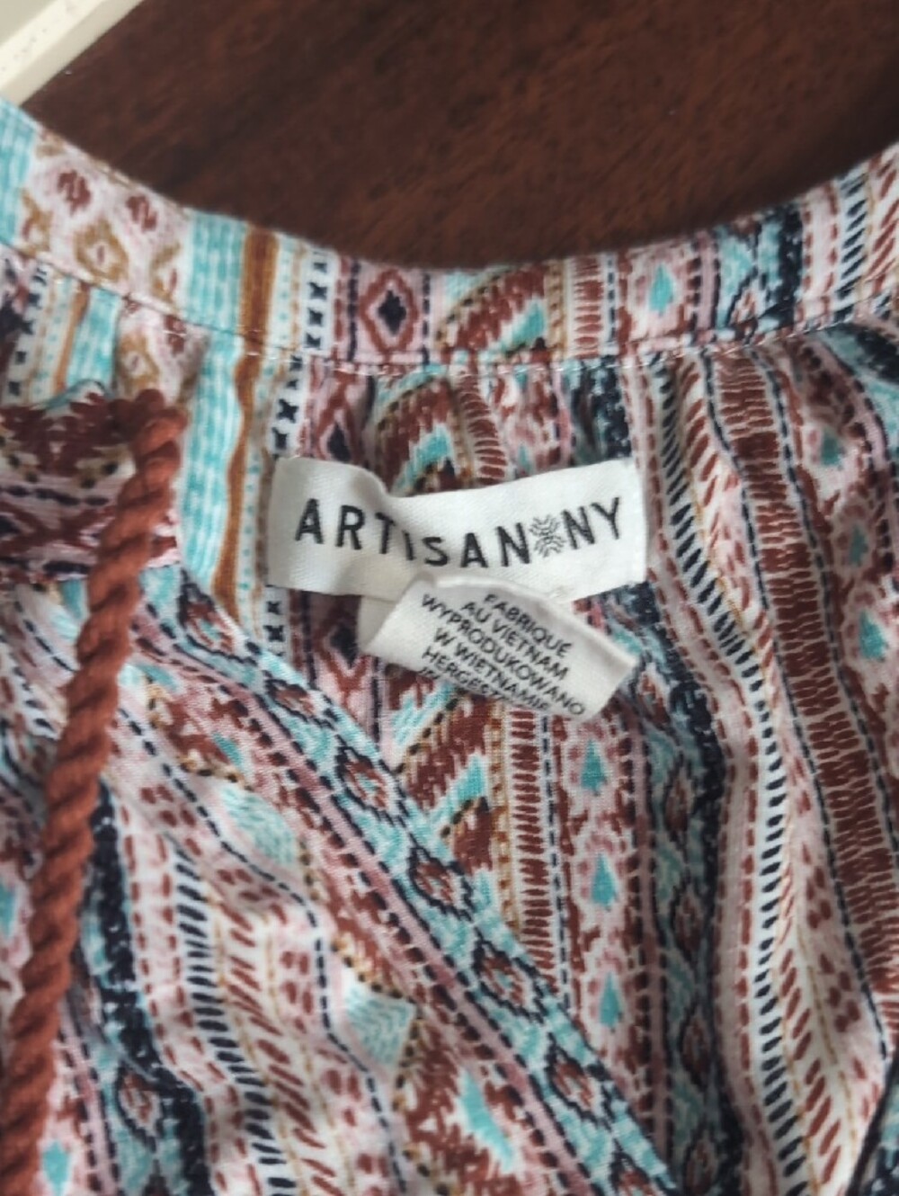 Artisan Ny Striped Maxi Dress in White, Brown & Teal - Picture 4 of 6